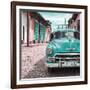 Cuba Fuerte Collection SQ - Turquoise Taxi in Trinidad-Philippe Hugonnard-Framed Photographic Print