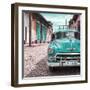 Cuba Fuerte Collection SQ - Turquoise Taxi in Trinidad-Philippe Hugonnard-Framed Photographic Print