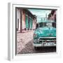 Cuba Fuerte Collection SQ - Turquoise Taxi in Trinidad-Philippe Hugonnard-Framed Photographic Print