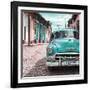 Cuba Fuerte Collection SQ - Turquoise Taxi in Trinidad-Philippe Hugonnard-Framed Photographic Print