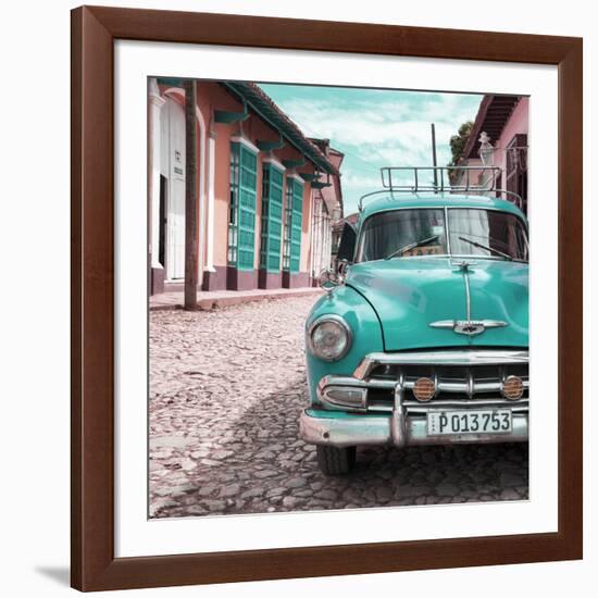 Cuba Fuerte Collection SQ - Turquoise Taxi in Trinidad-Philippe Hugonnard-Framed Photographic Print