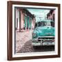 Cuba Fuerte Collection SQ - Turquoise Taxi in Trinidad-Philippe Hugonnard-Framed Photographic Print