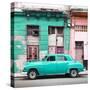 Cuba Fuerte Collection SQ - Turquoise Vintage American Car in Havana-Philippe Hugonnard-Stretched Canvas