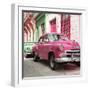 Cuba Fuerte Collection SQ - Two Chevrolet Cars Pink and Green-Philippe Hugonnard-Framed Photographic Print