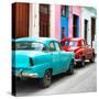 Cuba Fuerte Collection SQ - Two Classic American Cars - Turquoise & Red-Philippe Hugonnard-Stretched Canvas