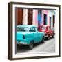 Cuba Fuerte Collection SQ - Two Classic American Cars - Turquoise & Red-Philippe Hugonnard-Framed Photographic Print