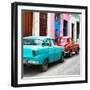 Cuba Fuerte Collection SQ - Two Classic American Cars - Turquoise & Red-Philippe Hugonnard-Framed Photographic Print