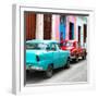 Cuba Fuerte Collection SQ - Two Classic American Cars - Turquoise & Red-Philippe Hugonnard-Framed Photographic Print