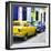 Cuba Fuerte Collection SQ - Two Classic American Cars - Yellow & Blue-Philippe Hugonnard-Framed Photographic Print