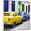 Cuba Fuerte Collection SQ - Two Classic American Cars - Yellow & Blue-Philippe Hugonnard-Mounted Photographic Print