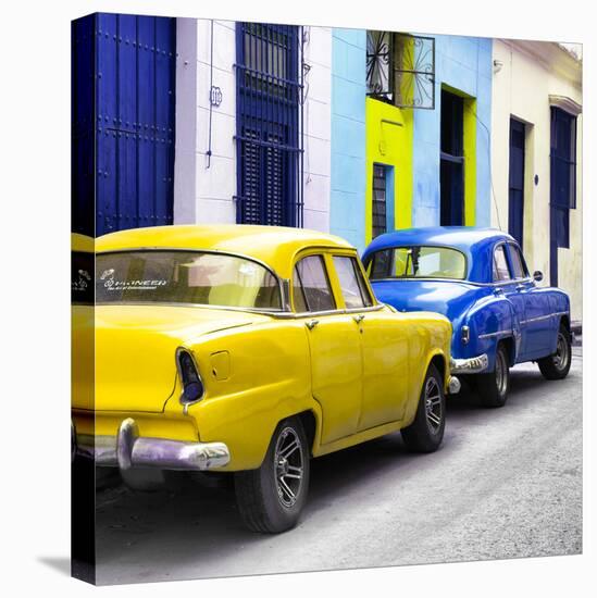 Cuba Fuerte Collection SQ - Two Classic American Cars - Yellow & Blue-Philippe Hugonnard-Stretched Canvas