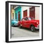 Cuba Fuerte Collection SQ - Two Classic Red and Turquoise Cars-Philippe Hugonnard-Framed Photographic Print