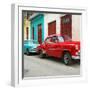 Cuba Fuerte Collection SQ - Two Classic Red and Turquoise Cars-Philippe Hugonnard-Framed Photographic Print