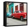 Cuba Fuerte Collection SQ - Two Classic Red and Turquoise Cars-Philippe Hugonnard-Framed Stretched Canvas