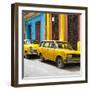 Cuba Fuerte Collection SQ - Two Yellow Cars in Havana-Philippe Hugonnard-Framed Photographic Print