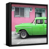 Cuba Fuerte Collection SQ - Vintage Cuban Green Car-Philippe Hugonnard-Framed Stretched Canvas