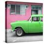 Cuba Fuerte Collection SQ - Vintage Cuban Green Car-Philippe Hugonnard-Stretched Canvas