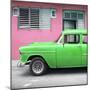 Cuba Fuerte Collection SQ - Vintage Cuban Green Car-Philippe Hugonnard-Mounted Photographic Print