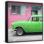 Cuba Fuerte Collection SQ - Vintage Cuban Green Car-Philippe Hugonnard-Framed Stretched Canvas