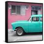 Cuba Fuerte Collection SQ - Vintage Cuban Turquoise Car-Philippe Hugonnard-Framed Stretched Canvas