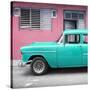 Cuba Fuerte Collection SQ - Vintage Cuban Turquoise Car-Philippe Hugonnard-Stretched Canvas