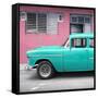 Cuba Fuerte Collection SQ - Vintage Cuban Turquoise Car-Philippe Hugonnard-Framed Stretched Canvas