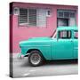 Cuba Fuerte Collection SQ - Vintage Cuban Turquoise Car-Philippe Hugonnard-Stretched Canvas