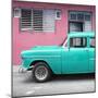 Cuba Fuerte Collection SQ - Vintage Cuban Turquoise Car-Philippe Hugonnard-Mounted Photographic Print