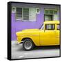 Cuba Fuerte Collection SQ - Vintage Cuban Yellow Car-Philippe Hugonnard-Framed Stretched Canvas