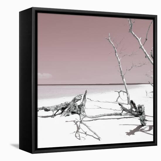 Cuba Fuerte Collection SQ - Wild White Sand Beach - Pastel Red-Philippe Hugonnard-Framed Stretched Canvas