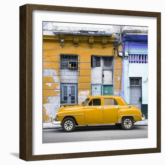 Cuba Fuerte Collection SQ - Yellow Vintage American Car in Havana-Philippe Hugonnard-Framed Photographic Print