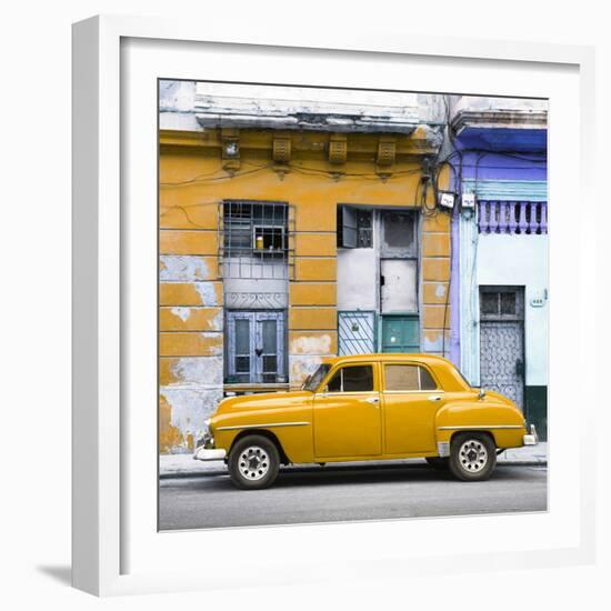 Cuba Fuerte Collection SQ - Yellow Vintage American Car in Havana-Philippe Hugonnard-Framed Photographic Print