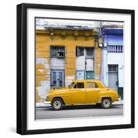 Cuba Fuerte Collection SQ - Yellow Vintage American Car in Havana-Philippe Hugonnard-Framed Photographic Print