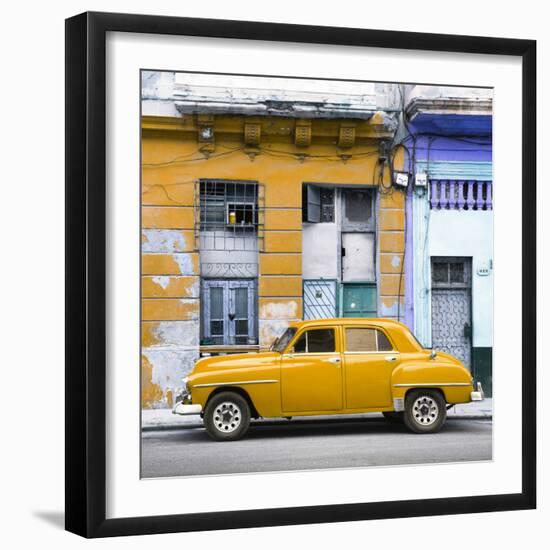 Cuba Fuerte Collection SQ - Yellow Vintage American Car in Havana-Philippe Hugonnard-Framed Photographic Print