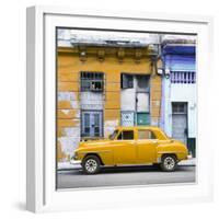 Cuba Fuerte Collection SQ - Yellow Vintage American Car in Havana-Philippe Hugonnard-Framed Photographic Print