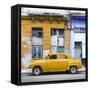 Cuba Fuerte Collection SQ - Yellow Vintage American Car in Havana-Philippe Hugonnard-Framed Stretched Canvas