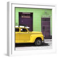 Cuba Fuerte Collection SQ - Yellow Vintage Car-Philippe Hugonnard-Framed Photographic Print