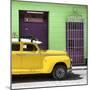 Cuba Fuerte Collection SQ - Yellow Vintage Car-Philippe Hugonnard-Mounted Photographic Print