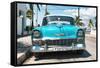 Cuba Fuerte Collection - Turquoise Chevy-Philippe Hugonnard-Framed Stretched Canvas