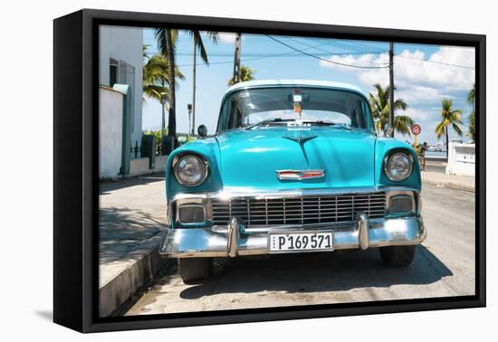 Cuba Fuerte Collection - Turquoise Chevy-Philippe Hugonnard-Framed Stretched Canvas