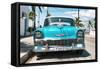 Cuba Fuerte Collection - Turquoise Chevy-Philippe Hugonnard-Framed Stretched Canvas