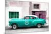 Cuba Fuerte Collection - Turquoise Pontiac 1953 Original Classic Car-Philippe Hugonnard-Mounted Photographic Print