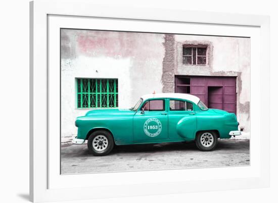 Cuba Fuerte Collection - Turquoise Pontiac 1953 Original Classic Car-Philippe Hugonnard-Framed Photographic Print