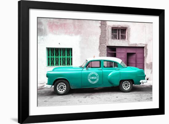 Cuba Fuerte Collection - Turquoise Pontiac 1953 Original Classic Car-Philippe Hugonnard-Framed Photographic Print