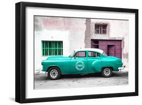 Cuba Fuerte Collection - Turquoise Pontiac 1953 Original Classic Car-Philippe Hugonnard-Framed Premium Photographic Print