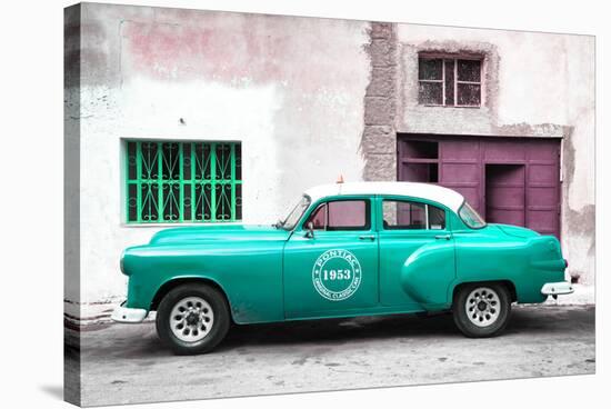 Cuba Fuerte Collection - Turquoise Pontiac 1953 Original Classic Car-Philippe Hugonnard-Stretched Canvas