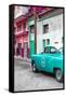 Cuba Fuerte Collection - Turquoise Taxi Car in Havana-Philippe Hugonnard-Framed Stretched Canvas