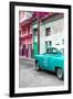 Cuba Fuerte Collection - Turquoise Taxi Car in Havana-Philippe Hugonnard-Framed Photographic Print