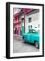 Cuba Fuerte Collection - Turquoise Taxi Car in Havana-Philippe Hugonnard-Framed Photographic Print