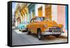 Cuba Fuerte Collection - Two Chevrolet Cars Orange and Turquoise-Philippe Hugonnard-Framed Stretched Canvas